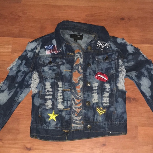 Ripped Jean Jacket w/ Patches - Picture 1 of 2